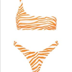 Triangl One Shoulder Bikini in Orange Zebra
